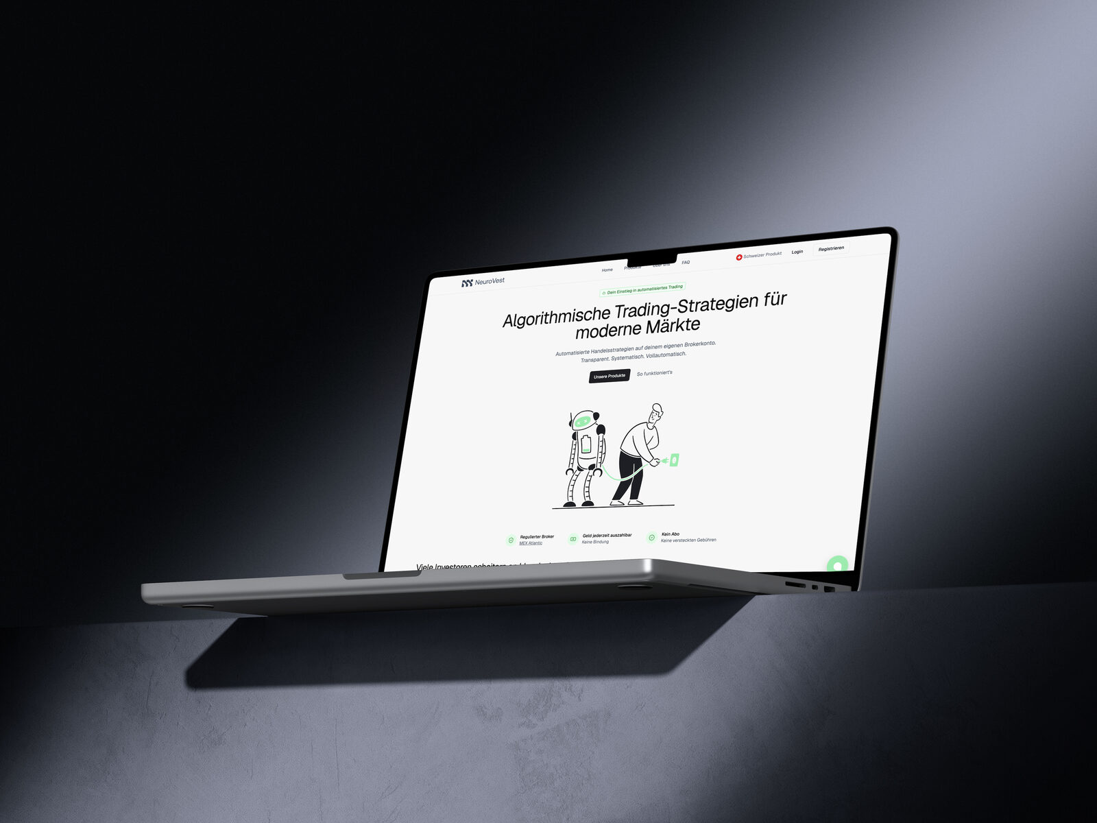 NeuroVest Dashboard auf einem Gerät